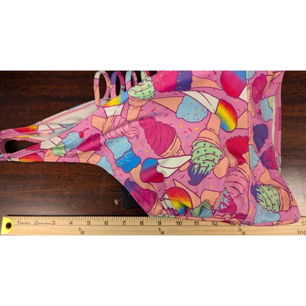 Torrid Women's Wireless High Neck Lattice Bikini Top Pink Ice Cream Cone Size 6 - Picture 10 of 11